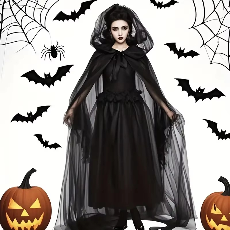2Pcs Black Hooded Tulle Cape + - đánh giá và giá Black Face Mask Pack